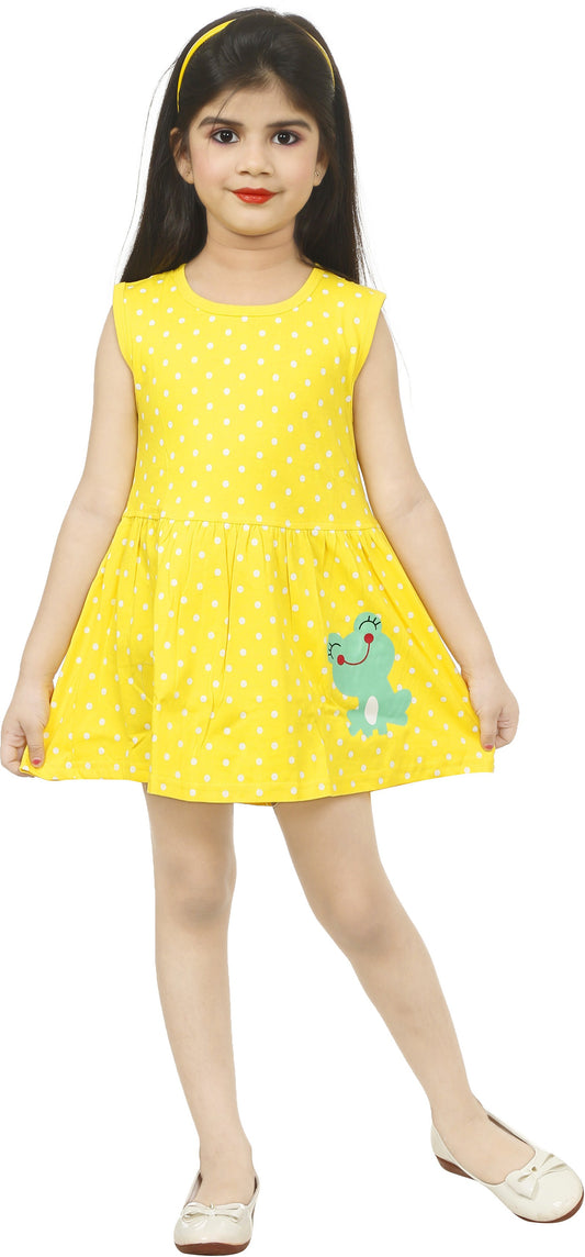 Yellow Coloured Cotton Girls  Daily wear Frock!!