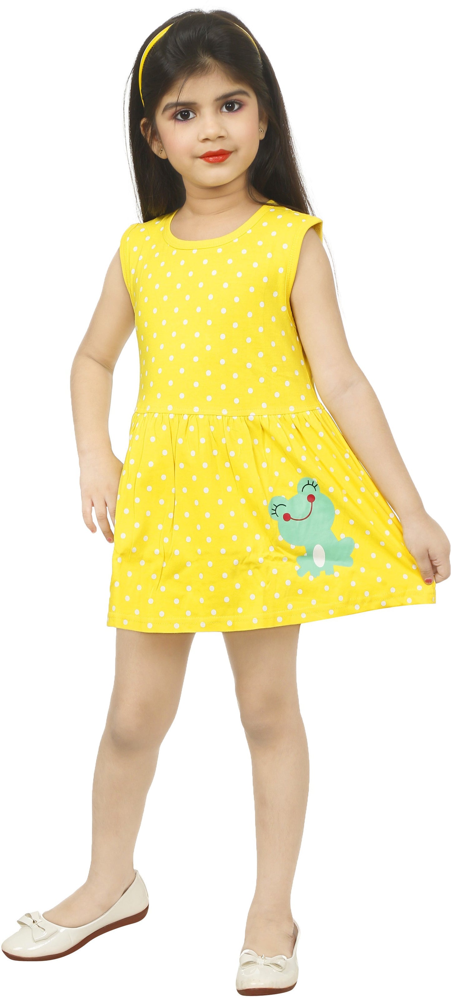 Yellow Coloured Cotton Girls  Daily wear Frock!!