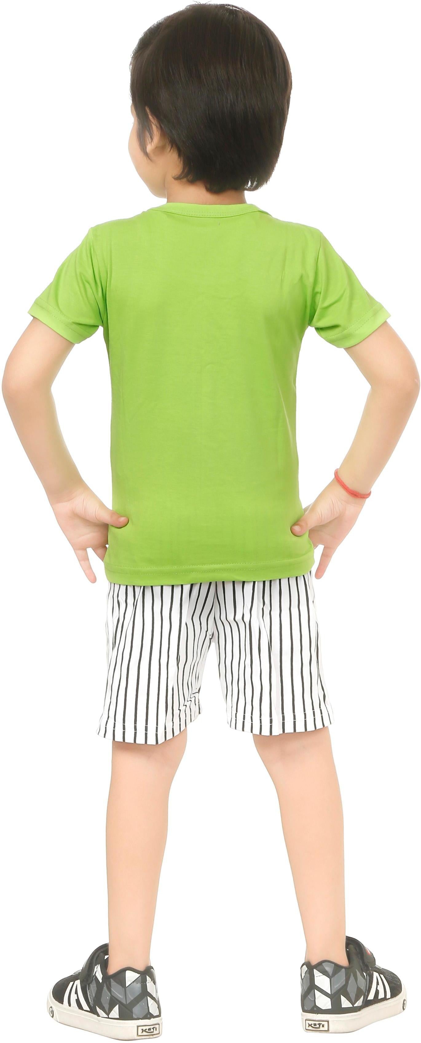 Green & White Coloured Cotton Boys & Girls ( Unisex) Daily wear T Shirt & Short!!