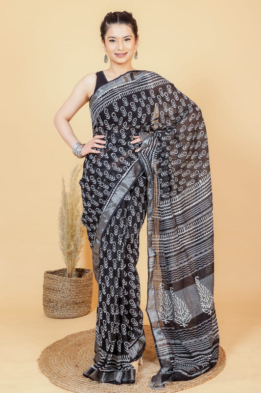 Beautiful Designer Linen  Saree