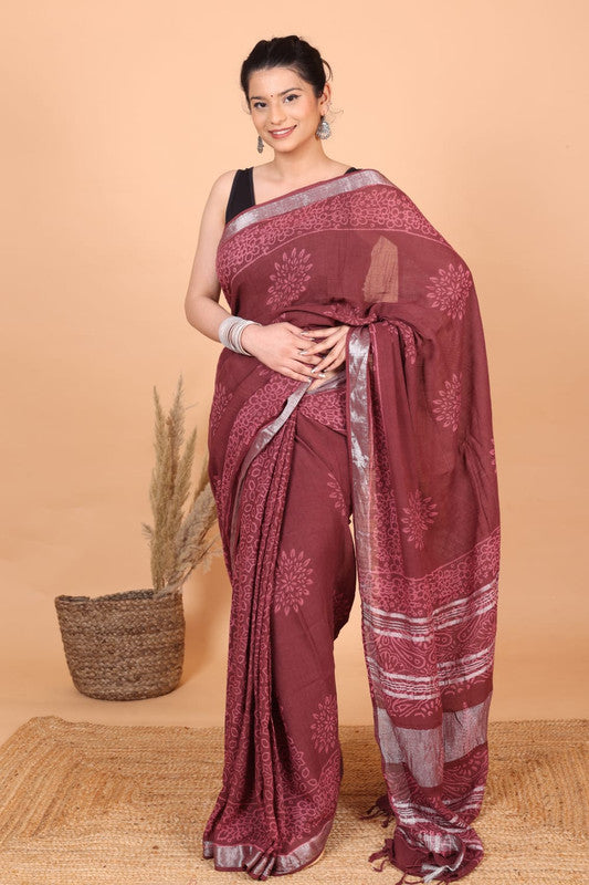 Beautiful Designer Linen  Saree