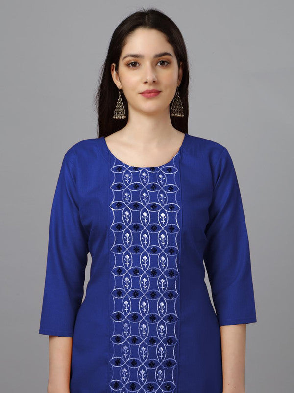 Dark Blue Coloured Pure Cotton with Embroidery work Women Designer Daily wear Kurti!!