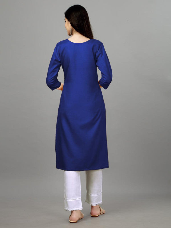 Dark Blue Coloured Pure Cotton with Embroidery work Women Designer Daily wear Kurti!!