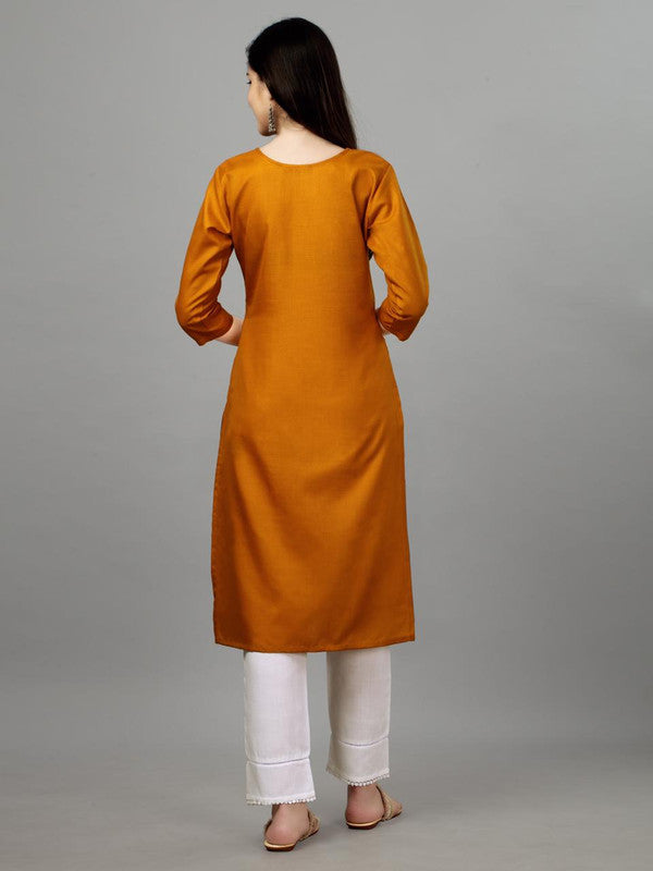 Mustard Yellow Coloured Pure Cotton with Embroidery work Women Designer Daily wear Kurti!!