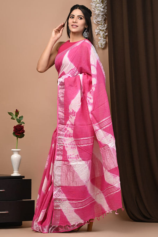 Latest Attractive Beautiful Designer Hand Block Print Linen Saree