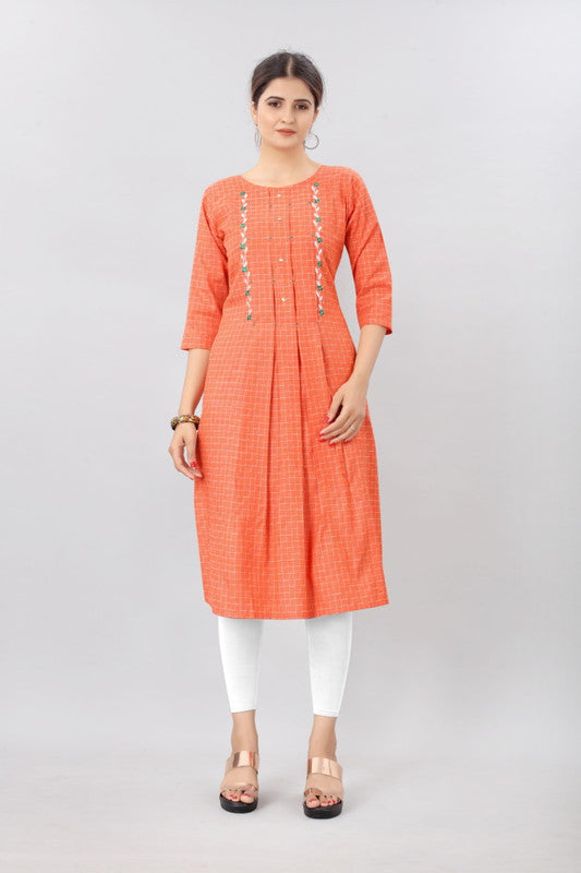 Regular wear Cotton Checks Kurti- Roys4458