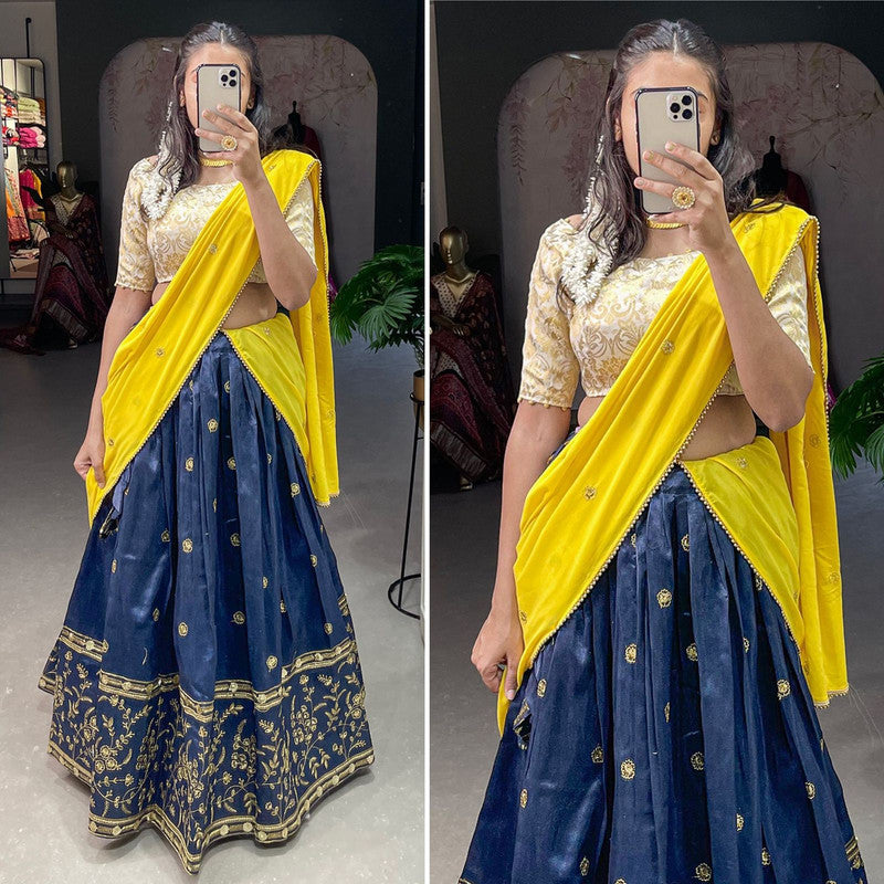 Yellow Thread Embroidered Lehenga Choli Dupatta Custom Stiched Readymade  Chikan Lengha Wedding Wear Designer Wear Bridal Lehenga Indian Suit - Etsy