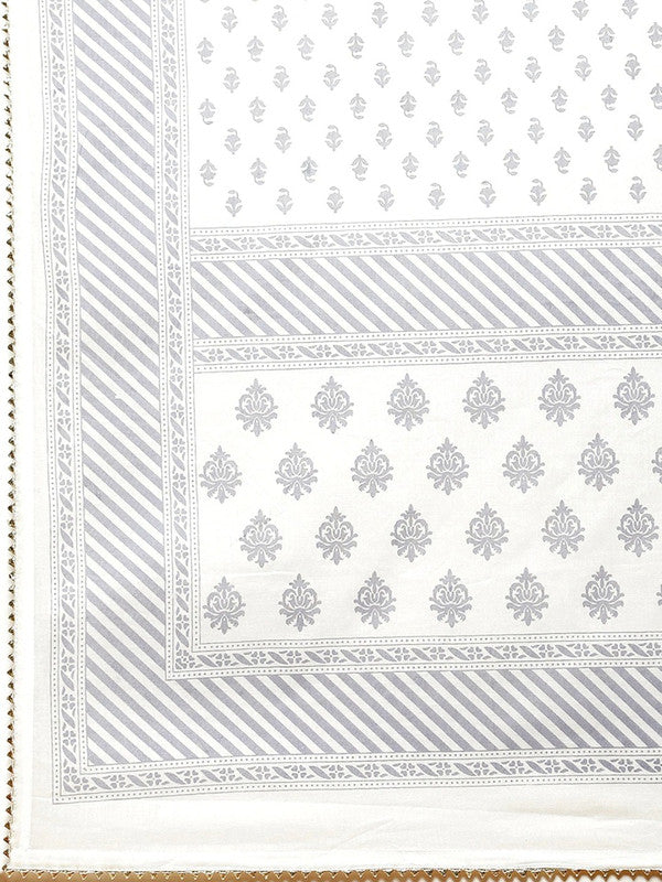 White Ethnic motifs printed Kurta with Palazzos & dupatta!!