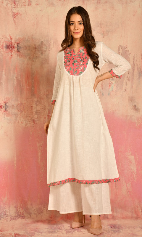 Embroidered Kurti Yolk with Plazzo-Roys3696