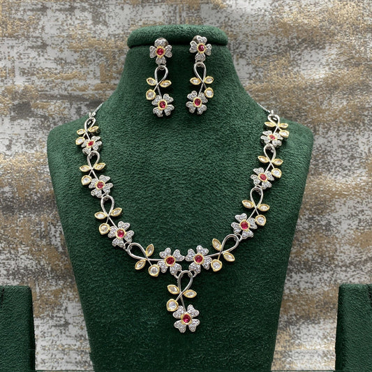 White & Multi Coloured Pure Brass Real Kundan American diamonds Women Designer Long set with earrings!!