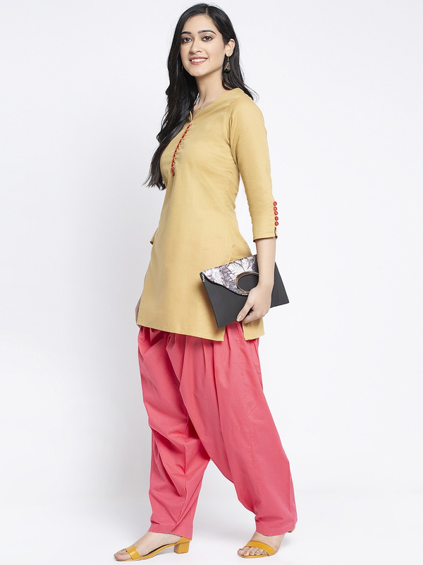 Coral coloured Cotton Patiala Salwar Free Size( 28 to 42 Inch)!!