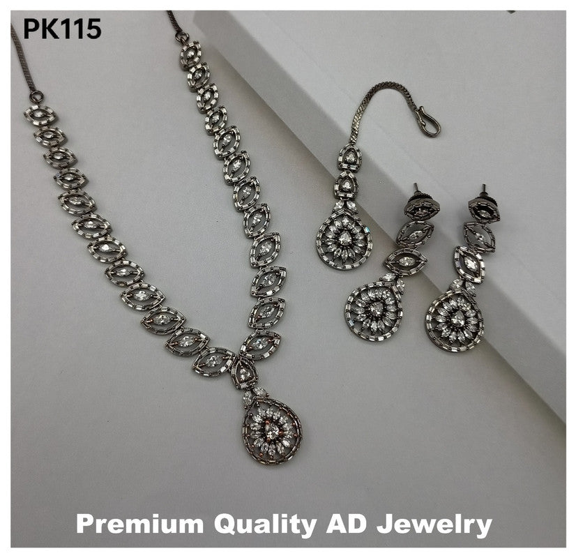 Premium Quality American Diamonds Jewellery Necklace set with Ear Rings