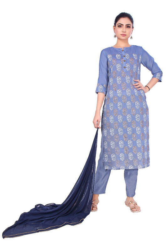 Cotton Foil printed Kurti with Pant & Dupatta!!