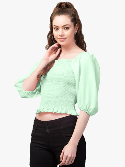 Pista Coloured Designer Trendy Crepe Short Top!!