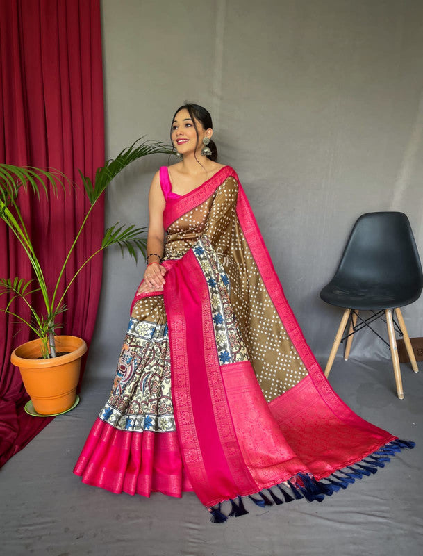 Embroidered Organza Pan-patti Saree