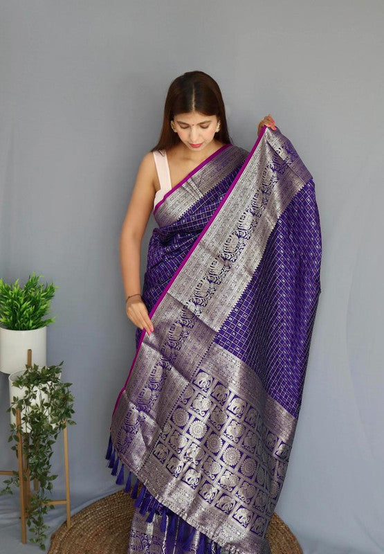 Amara Pure Silk Organza Royal Purple Colour Saree - Kapardara- online store  | Official Website | Sarees, Lehengas, Jackets