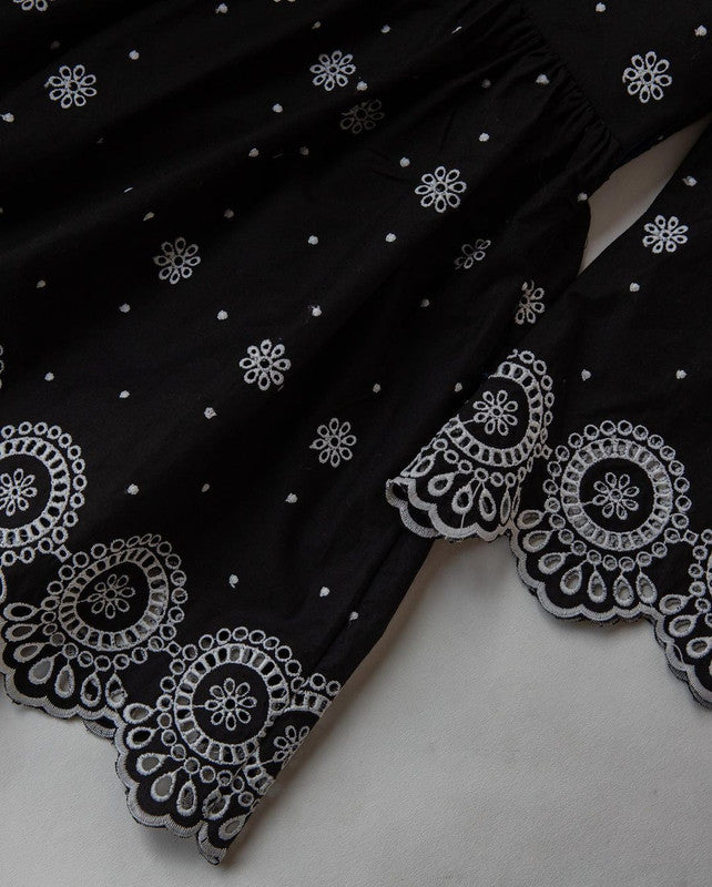 Black Coloured Georgette Designer Embroidered Top with Bottom!!
