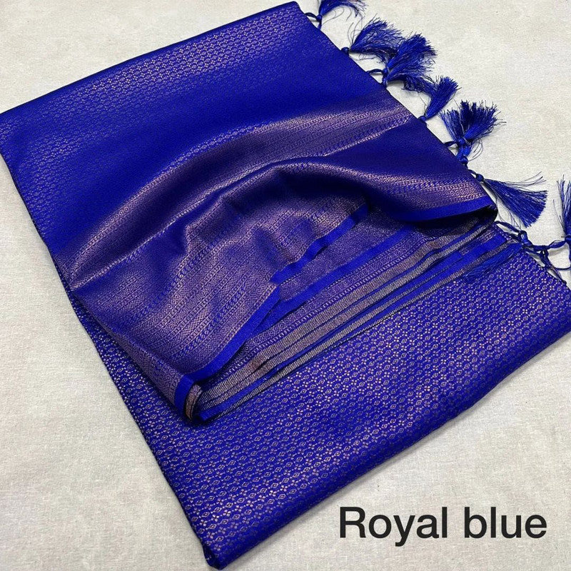 Royal Blue Coloured Soft Silk Jacquard work with Beautiful Rich Pallu Women Party/Daily wear Designer Kubera Pattu Saree with Blouse!!