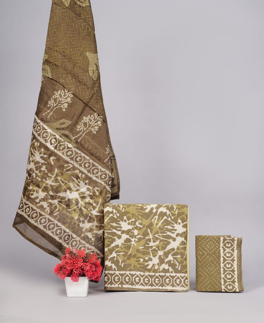 HAND BLOCK PRINTED ORGANDIE DUPATTA SUIT