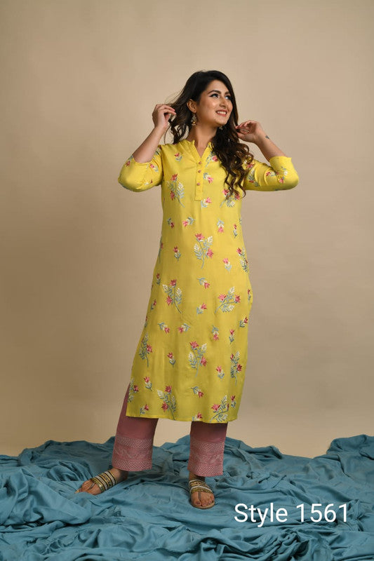 Embroidered kurti with embroidered pants-Roys4050