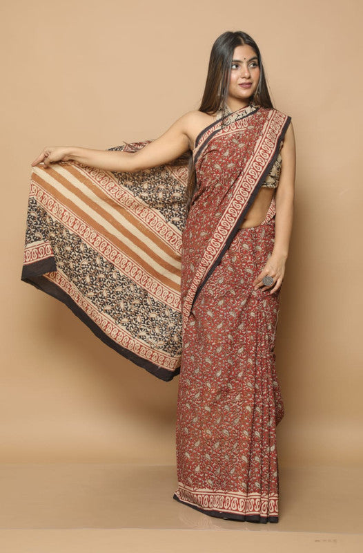 BEAUTIFUL HAND BLOCK  PRINTED COTTON SAREE