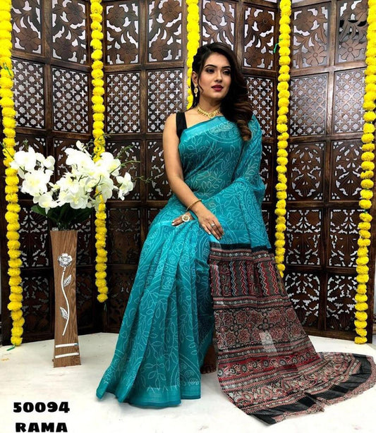 Beatuful soft lenin cotton saree with Satin Border