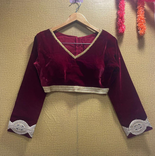 Partywear Heavy Rich 9000 Velvet Designer Blouse- Free size( Upto 42 Inch )!!