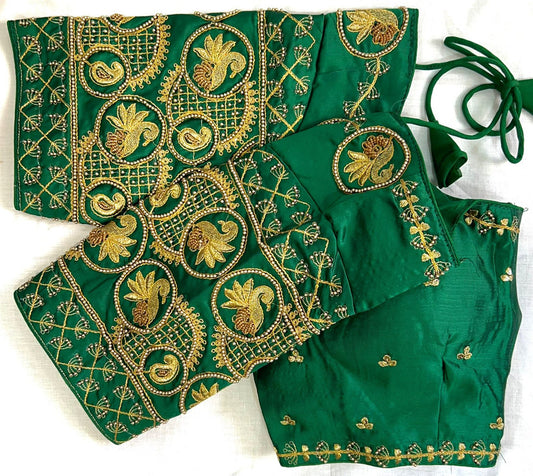 Designer Jari thread & khatli handwork work Ready made Blouse- Free Size ( From 38 to 40 Inch)