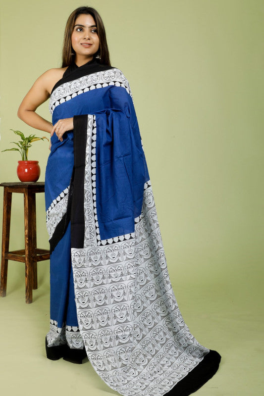 BEAUTIFUL HAND PRINTED MUL COTTON SAREE!!