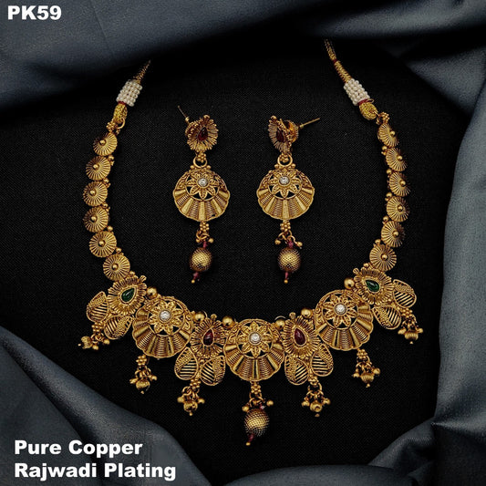 Premium Quality  Pure Copper Jewellery Necklace set with Ear Rings