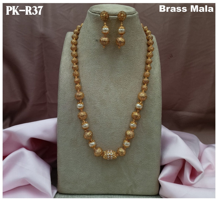 Premium Quality Brass Mala Jewellery Necklace set with Ear Rings