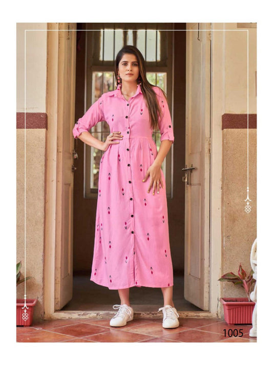 Rayon Gown Kurtis with Digital Print-Roys4394