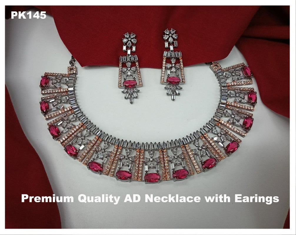 Premium Quality American Diamonds Jewellery Necklace set with Ear Rings