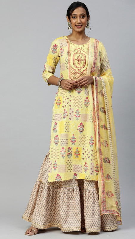 Designer Fully Stitched Kurti with sharara and Dupatta