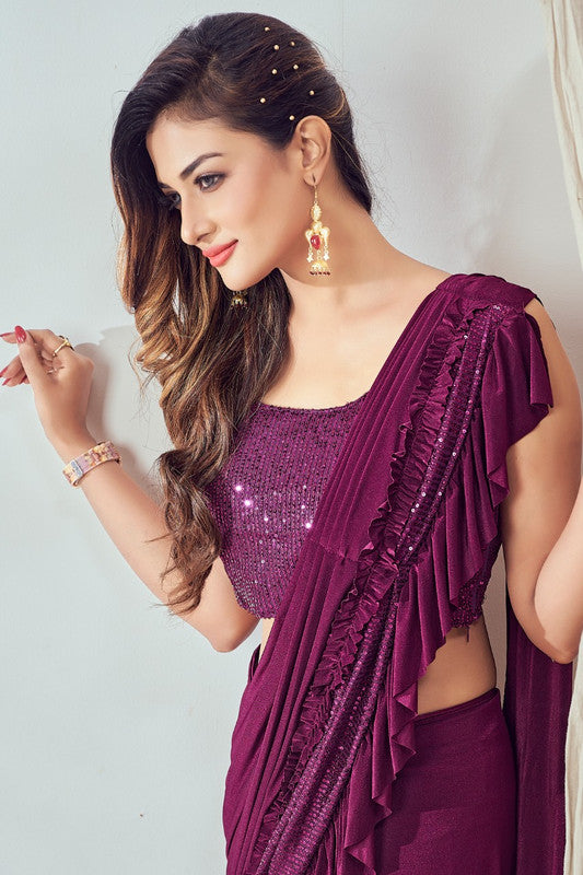 Maroon Readymade Pre Stitched Sarees – Roopkala Global