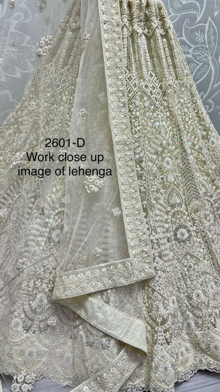 Cream Coloured Premium Net with Dori Zircon Diamond Sequins work Woman Wedding Designer Party wear  Lehenga Choli & Dupatta!!