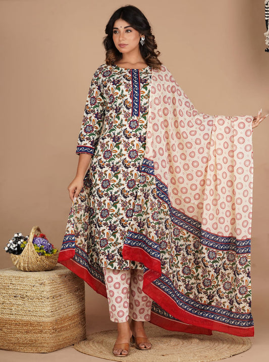 Designer Fully Stitched Suits with Bottom and Dupatta