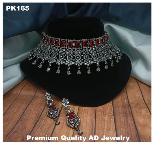 Premium Quality American Diamonds Jewellery Necklace set with Ear Rings