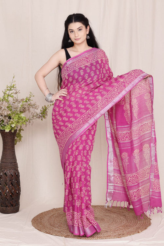 Beautiful Designer Linen  Saree