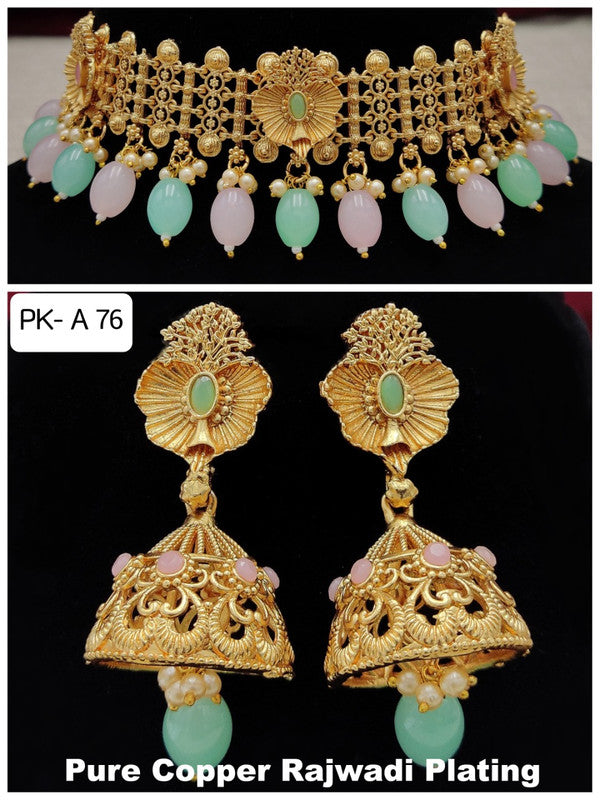 Exclusive Quality Copper rajwadi plating Necklace set with Ear Rings!!