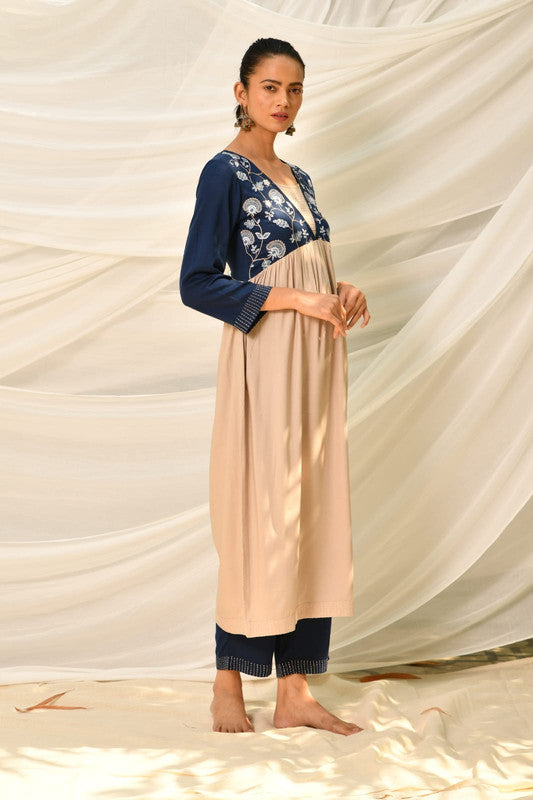 Embroidered kurti with embroidered pants-Roys3693