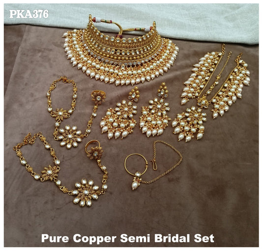 Premium Quality  Pure Copper Semi Bridel Jewellery Necklace set with Ear Rings