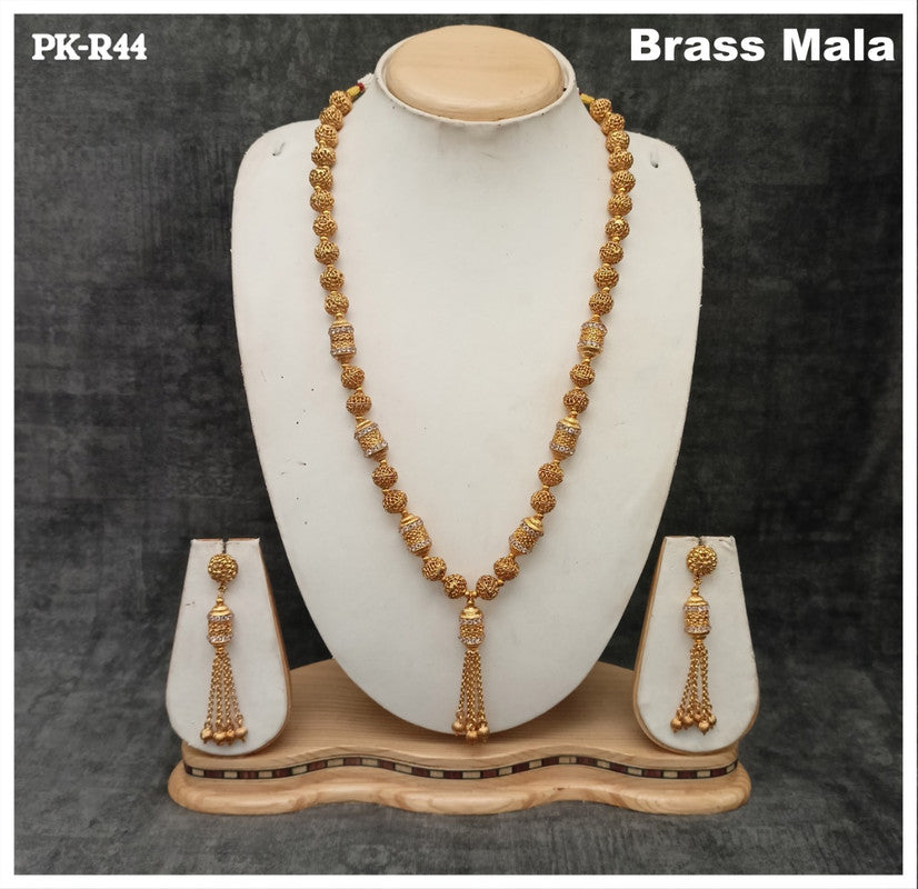 Premium Quality Brass Mala Jewellery Necklace set with Ear Rings