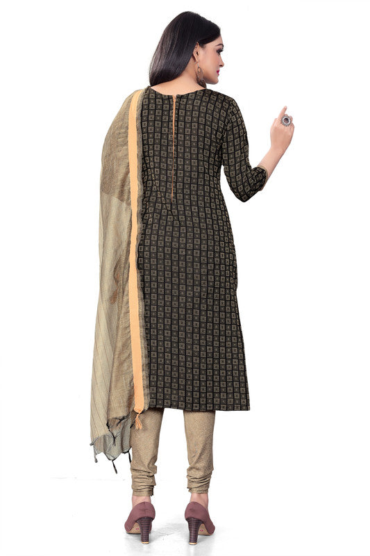 Black Coloured Banarasi Jaquard with Print Women Party/Casual wear Dress Material Suit- Top with Bottom & Dupatta!!