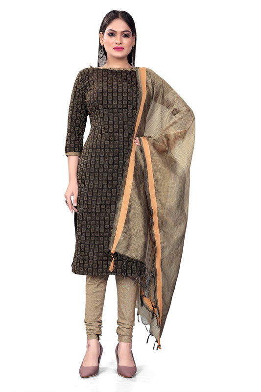 Black Coloured Banarasi Jaquard with Print Women Party/Casual wear Dress Material Suit- Top with Bottom & Dupatta!!