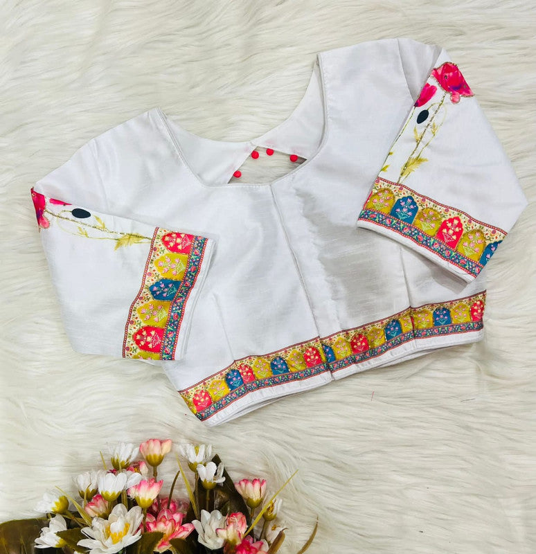 White - Cutdana Work - Readymade Saree Blouse Designs Online: Buy Fancy  Blouses at Utsav Fashion