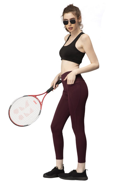 Maroon Coloured Premium Polyester Lycra Stretchable And Sweat Free Ultrasoft Comfortable Women Yoga Pants!!