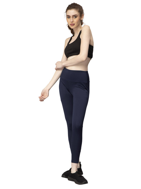 Navy Blue Coloured Premium Polyester Lycra Stretchable And Sweat Free Ultrasoft Comfortable Women Yoga Pants!!