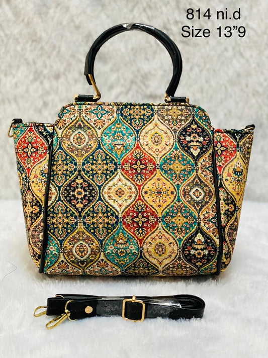 Beautiful metal handle handbag cum sling!!