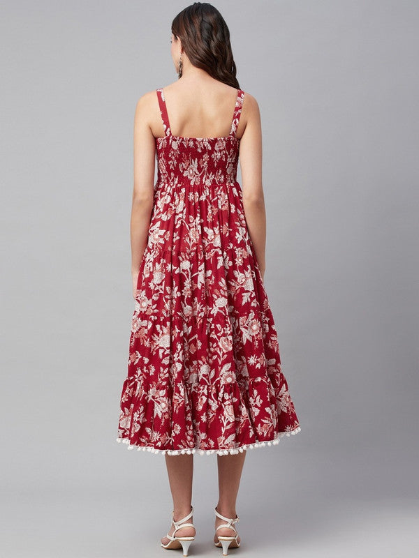 Red and white floral print Dress